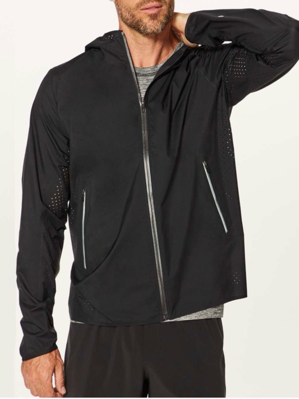 lululemon athletica Men's Lite Speed Black Hooded Lightweight Zip Jacket Size L